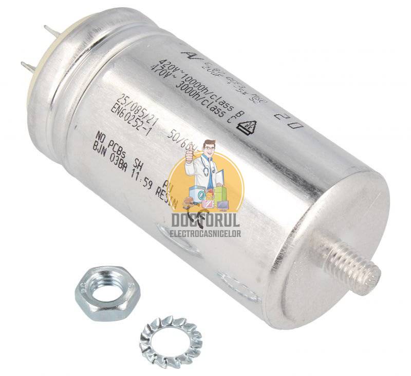 Condensator pornire motor , masina de spalat vase Beko Original 20 uf