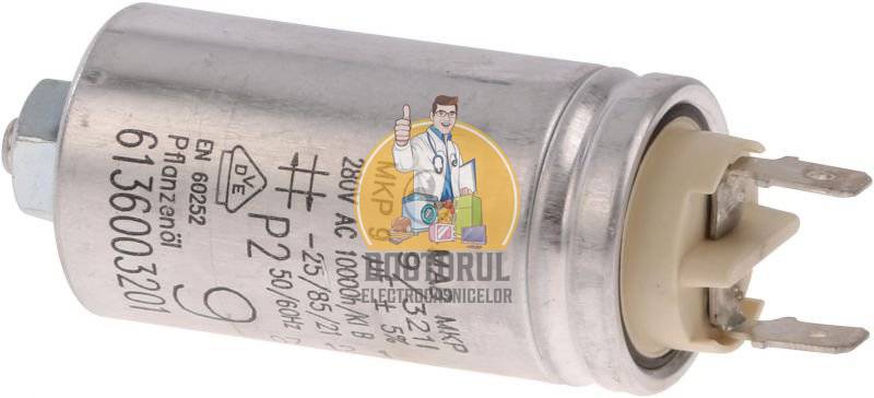 Condensator pornire motor , masina de spalat vase Bosch Original 9 uf