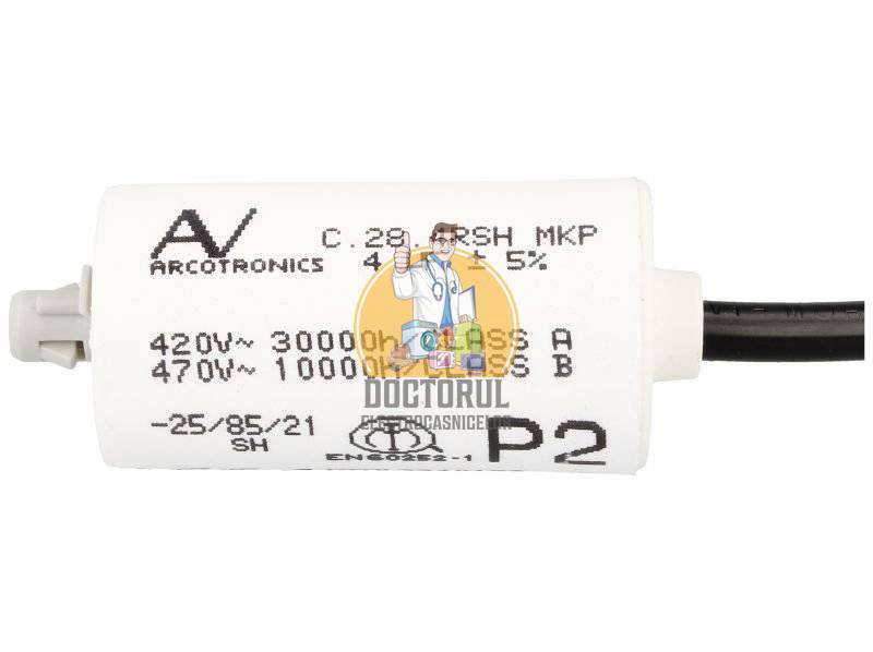 Condensator pornire motor , masina de spalat vase Indesit 4 uf Original