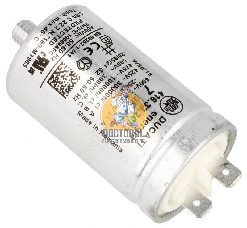 Condensator pornire motor uscator de rufe Candy 7uf