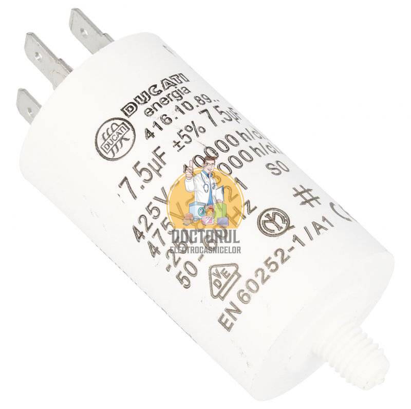 Condensator pornire motor uscator de rufe Hoover Original 7,5 uf 
