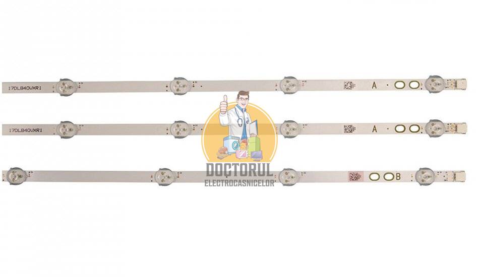 Set barete led , Televizor Telefunken 40 inch , 2 barete cu 8 led-uri si 1 bareta cu 7 led-uri Originale