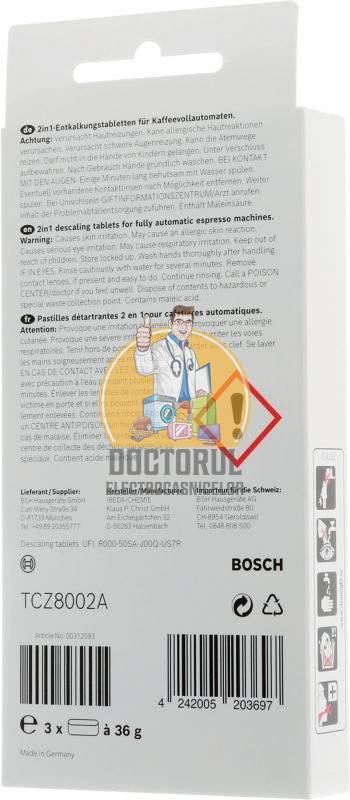 Tablete de decalcifiere espressor si aparat de cafea Bosch